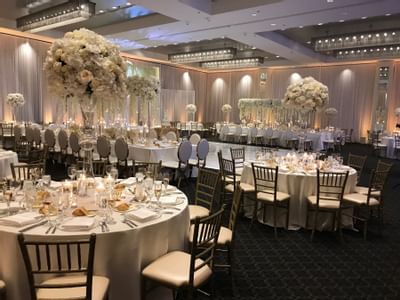 chairs and tables in a wedding reception