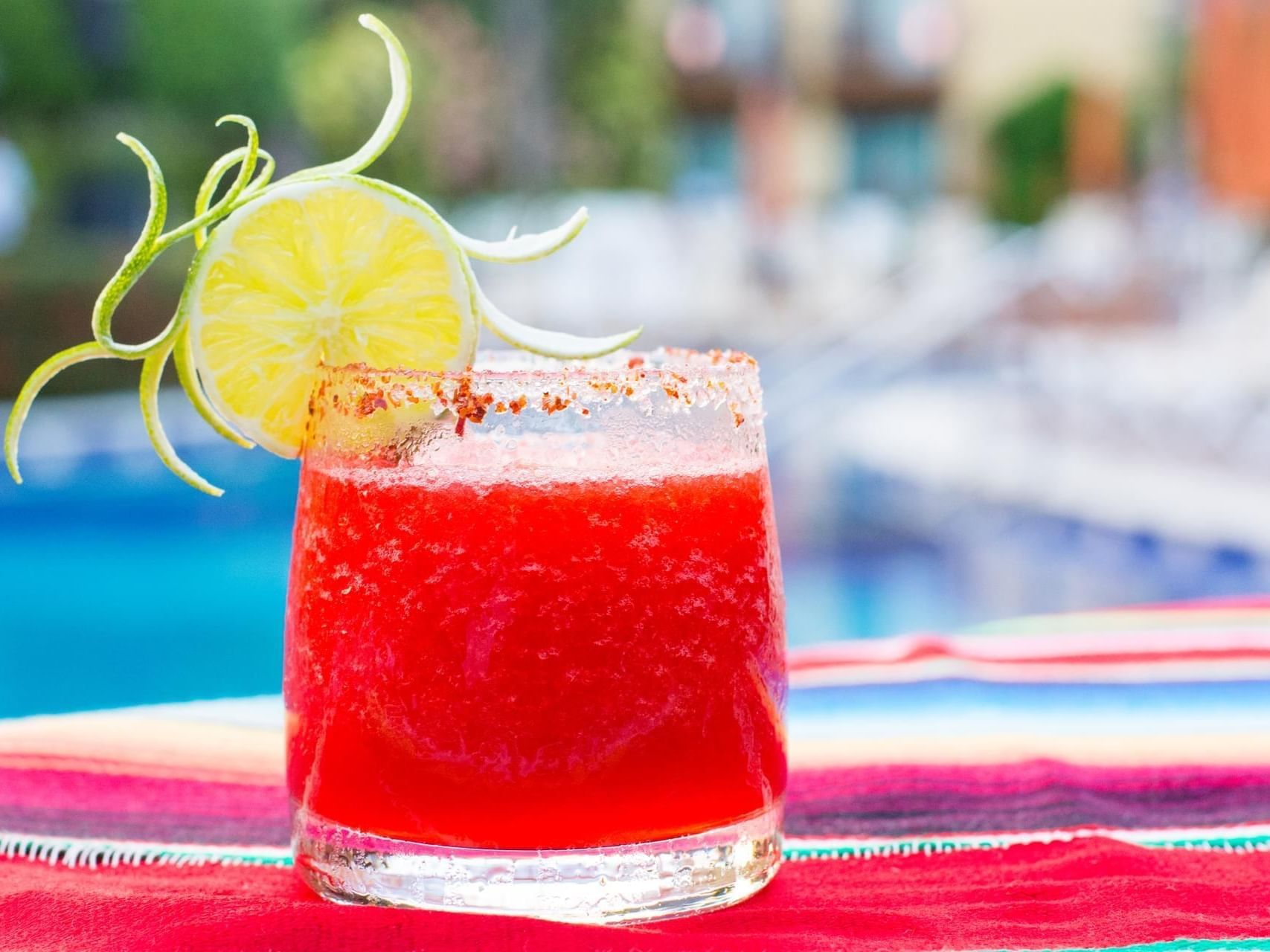 Refreshing drinks and Mexican snacks by the pool at the hotel all inclusive