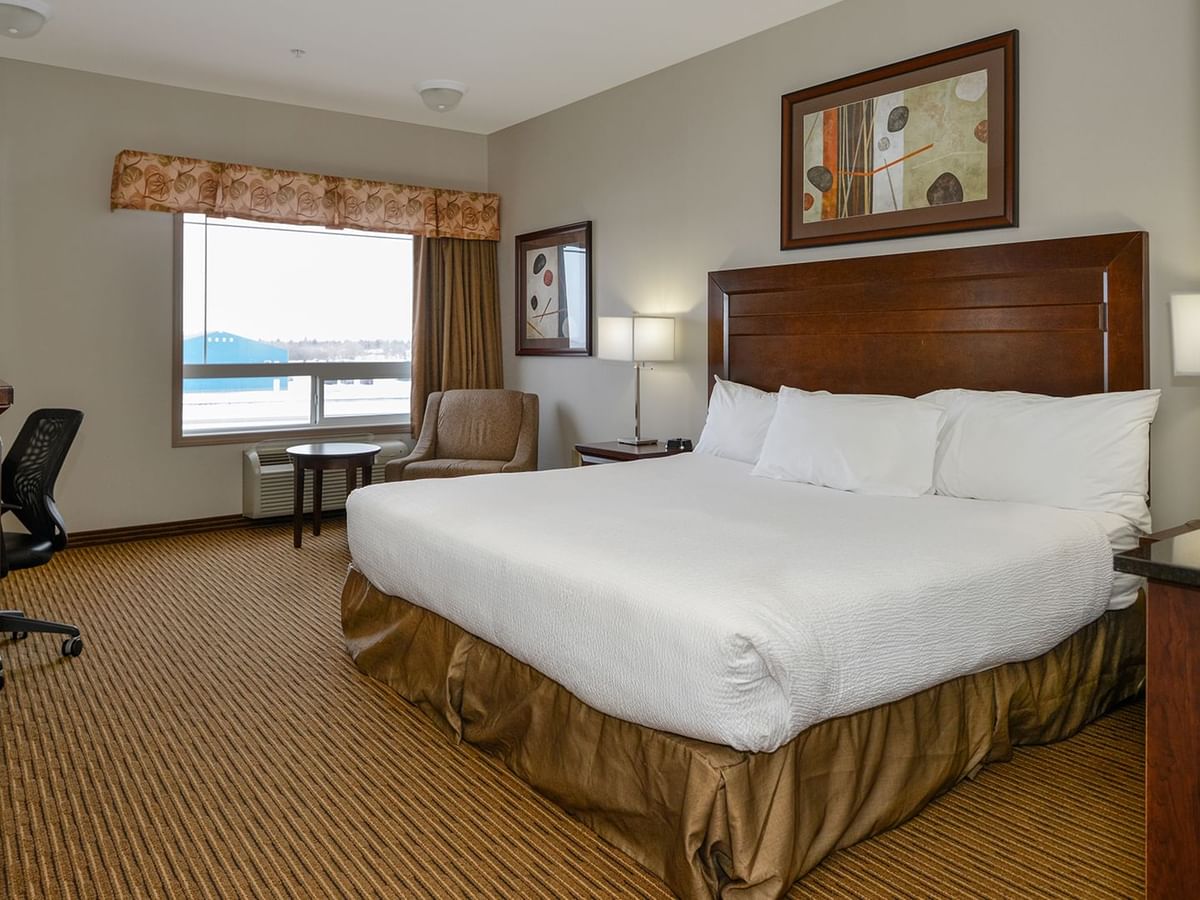 Hotel room with king bed