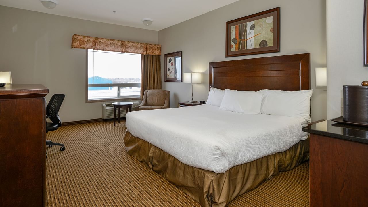 Hotel room with king bed