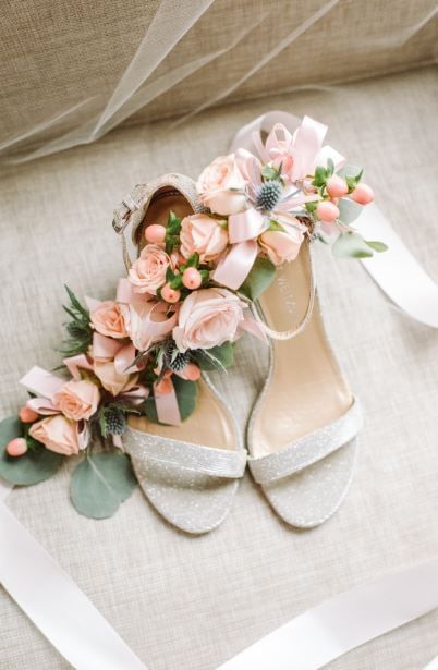 Bride's shoes and flowers