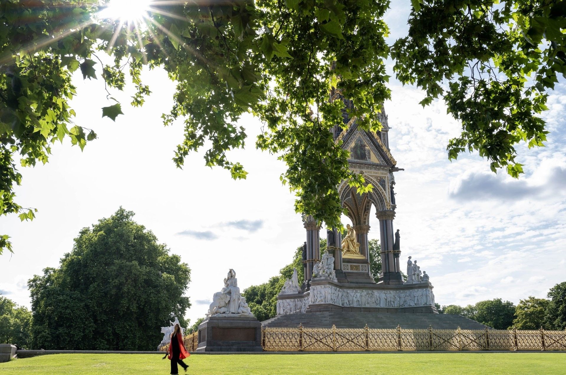 Grand Albert Memorial monument surrounded by green lawn and trees near The Capital Hotel, Apartments and Townhouse