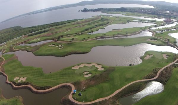 Aerial view of Golf Course by the Lake at Lake Victoria Serena