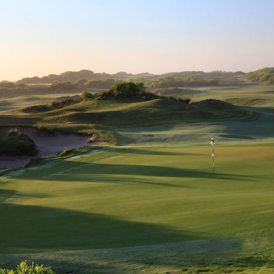 Aerial view of golf course near Pullman Magenta Shores Resort