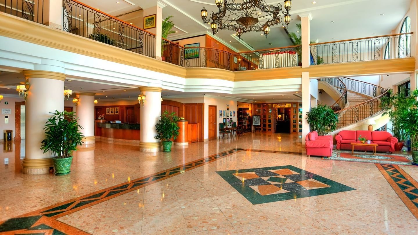 Interior view of the luxury lobby area at Sunway Hotel Phnom Penh
