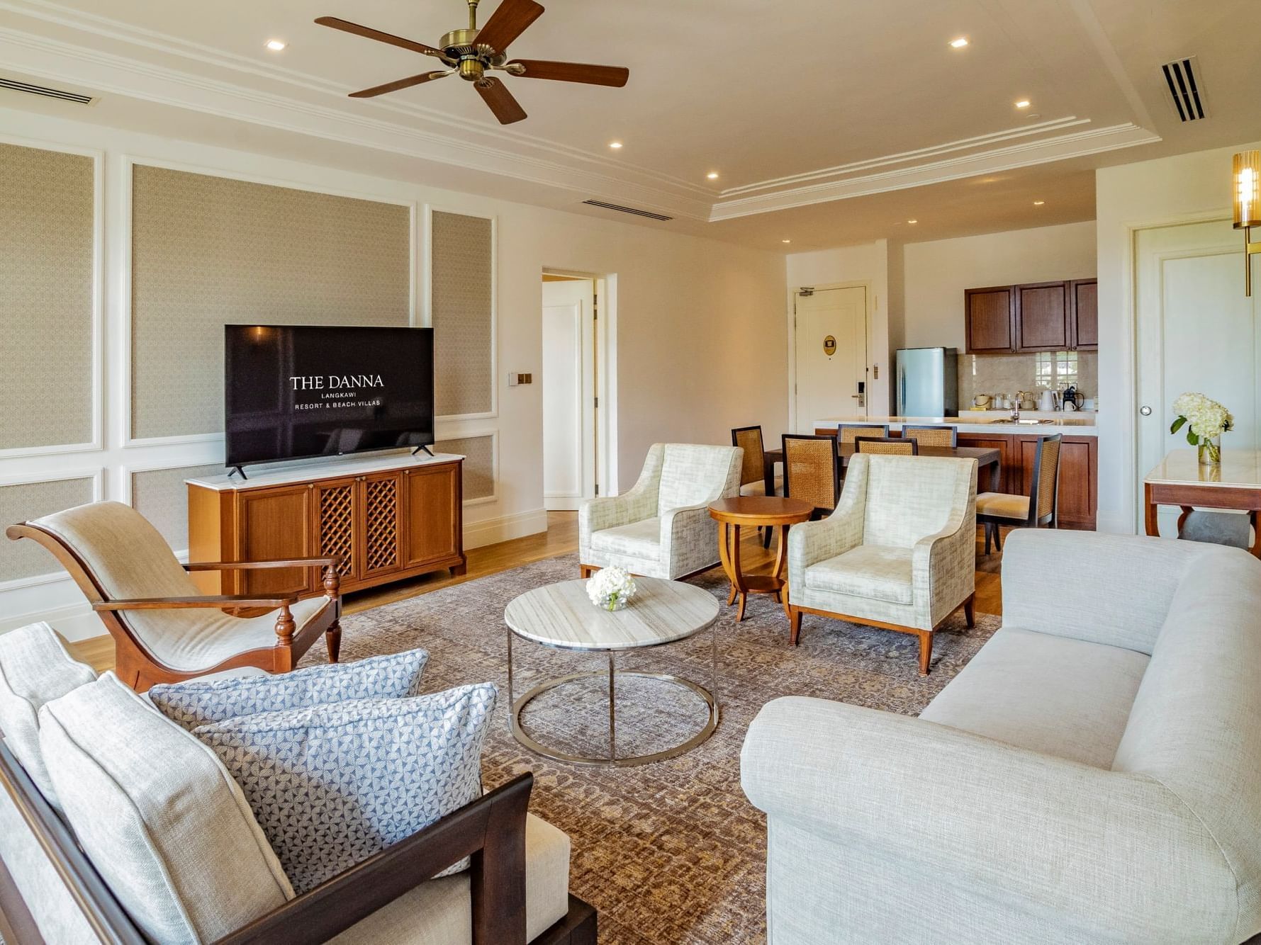 Cozy Livingroom in Merchant 2-Bedroom Suite with wooden floors at Danna Langkawi Hotel