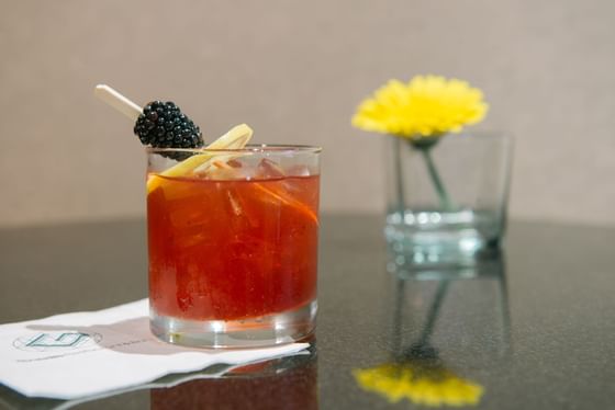 Cocktail served with a tissue paper at The Centennial Hotel