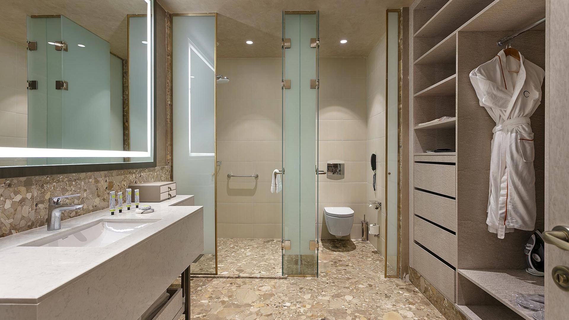 Bathroom with vanity & shower area in Cullinan Villa at Cullinan Belek