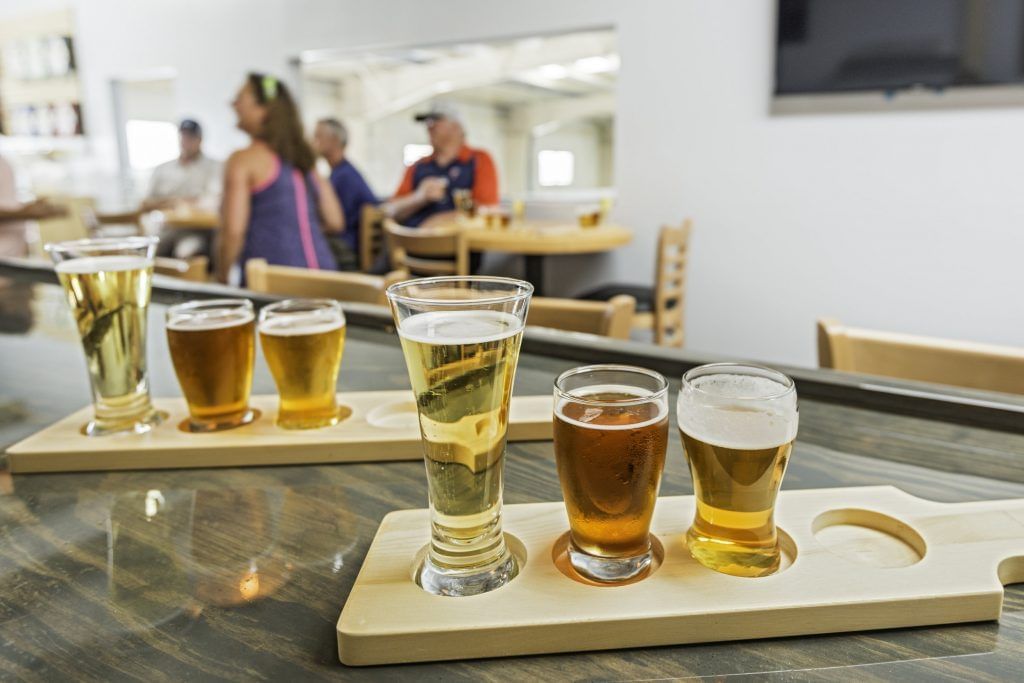 Glasses with Craft beer served at The Somerset on Grace Bay