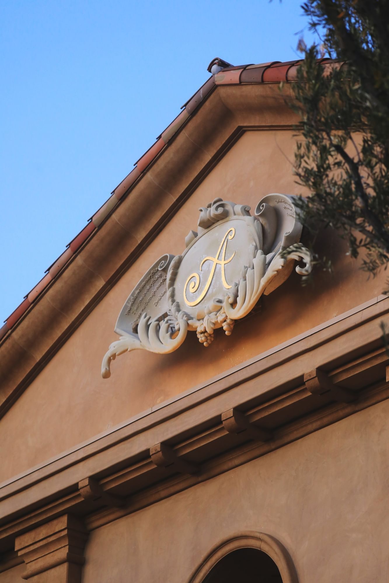 Lorem ipsum Exterior shot of hotel focused on logo