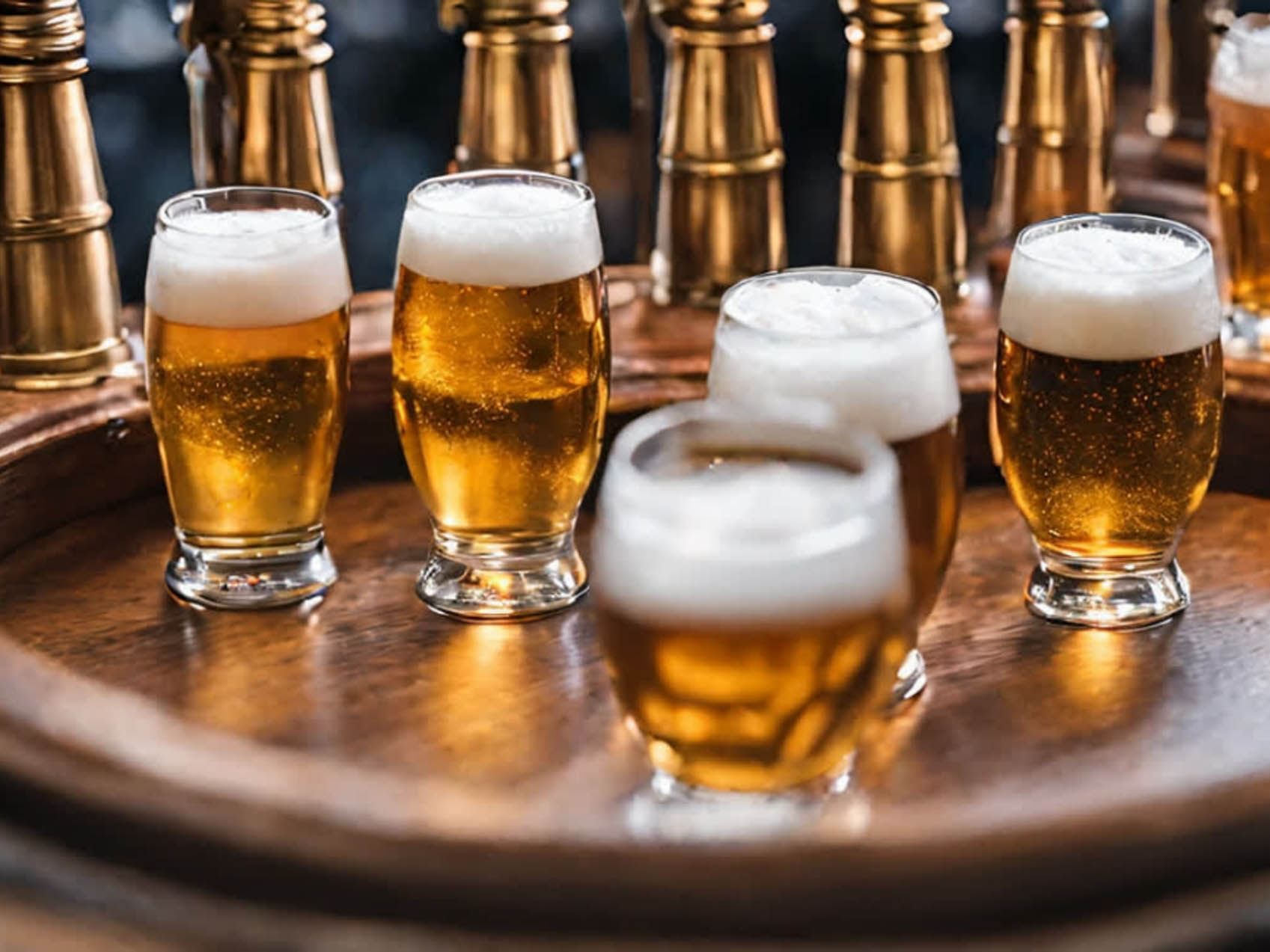 Close-up on a tray with beer glasses featuring the Happy Hour at Saujana Hotel Kuala Lumpur