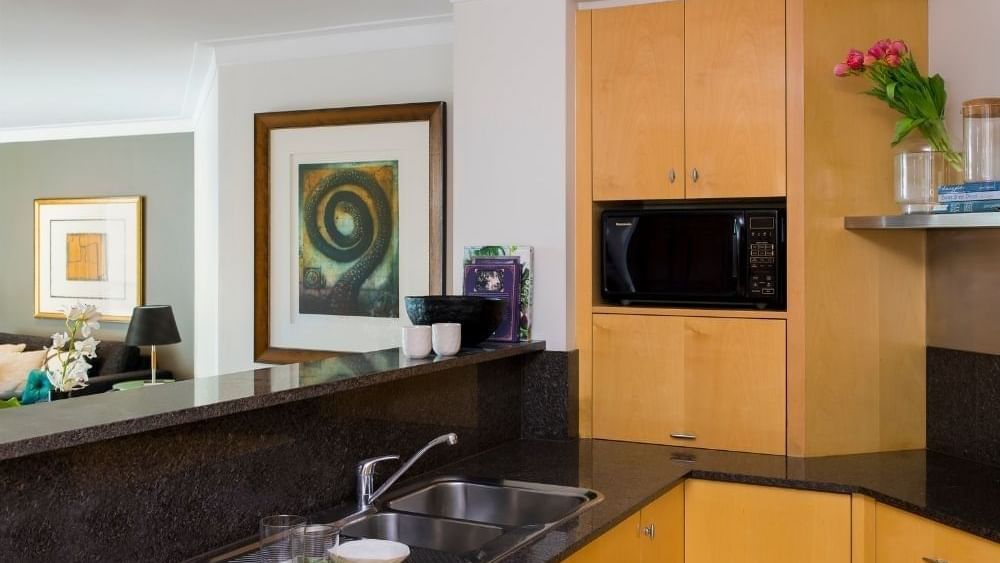 Closeup of a kitchenette in Suite at Pullman Quay Grand Sydney