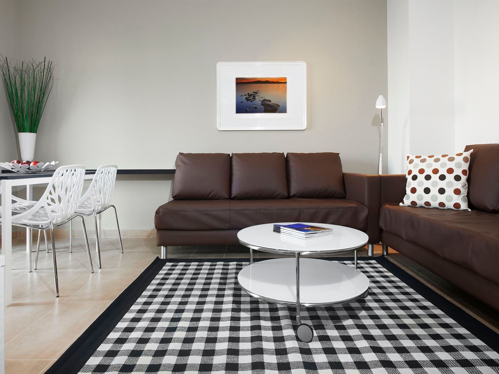 Dining & living area in Deluxe room at Barcelona Apartment
