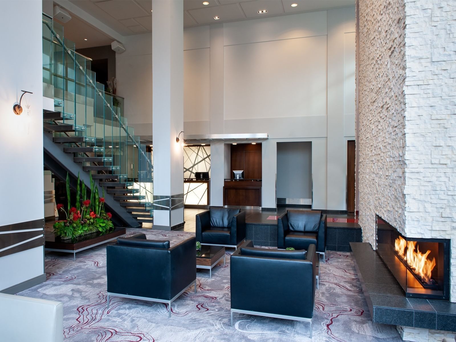 Firepit in lobby & lounge area at Matrix Hotel