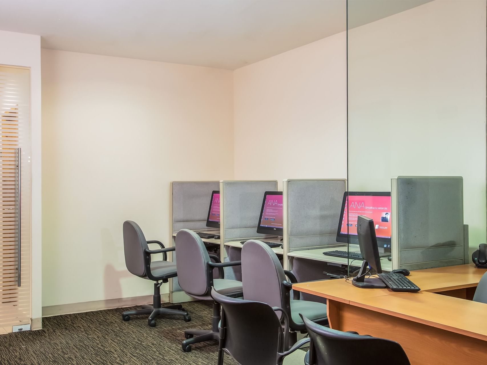 Individual workstations in a Business Center at Fiesta Inn