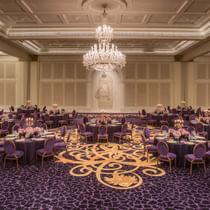 Gala Ballroom with banquet table set-up at Palazzo Versace
