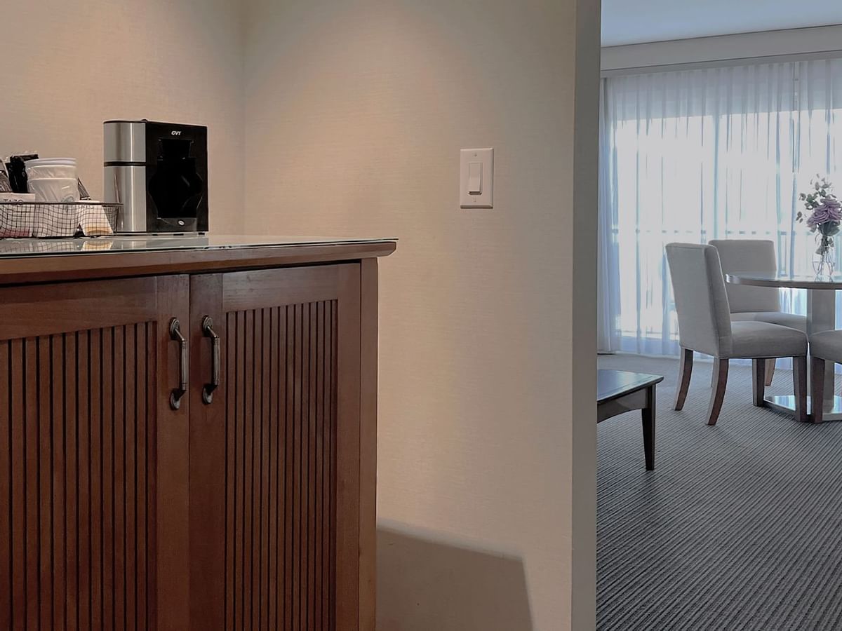 Coffee station with separation of rooms in guestroom