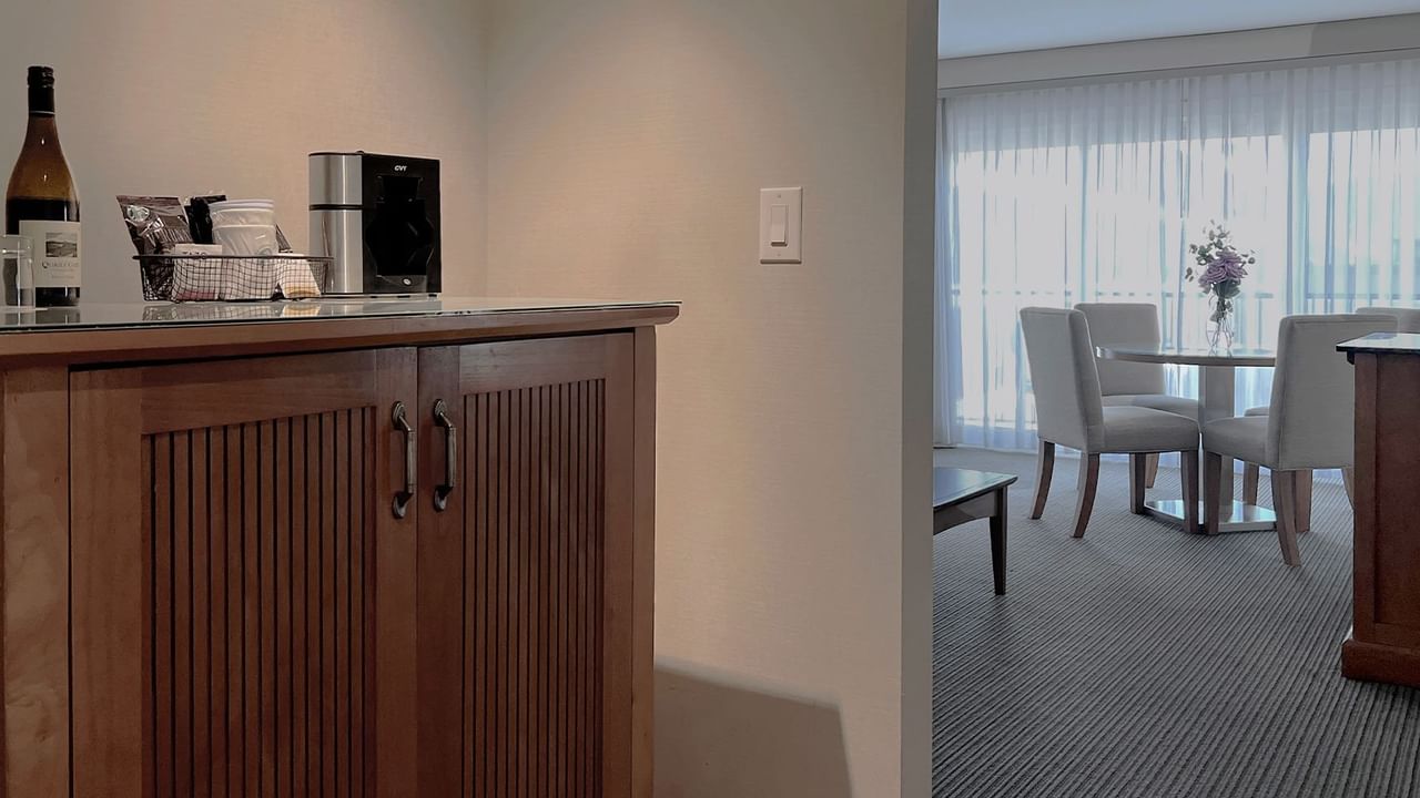 Coffee station with separation of rooms in guestroom
