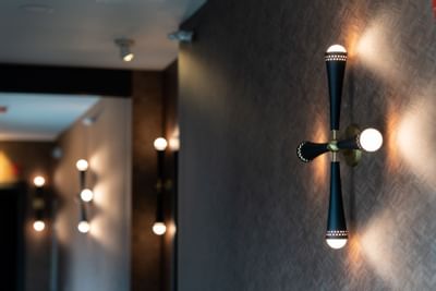 Hallway lights at Hotel Earl