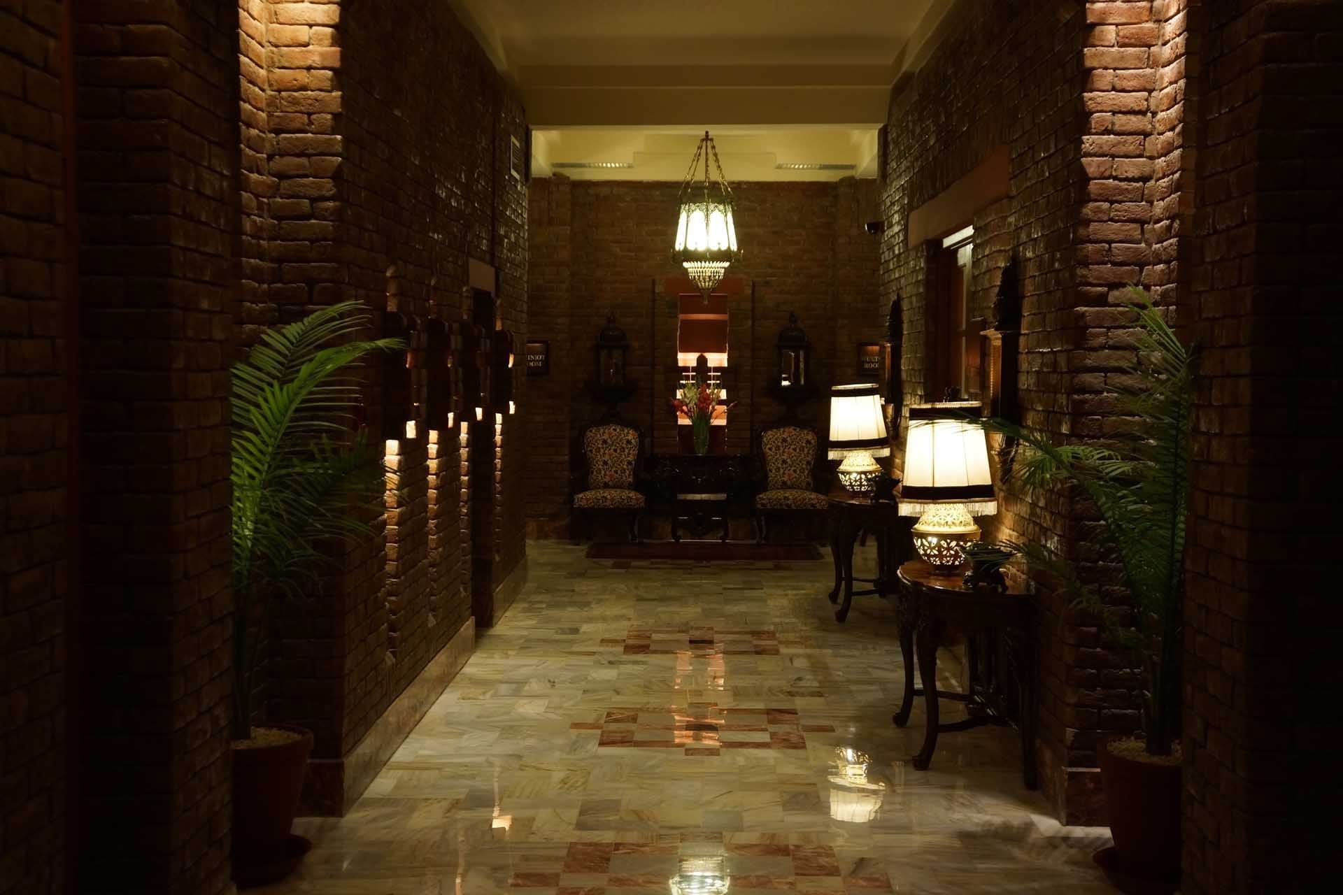 The hotel lobby hallway at Faisalabad Serena Hotel
