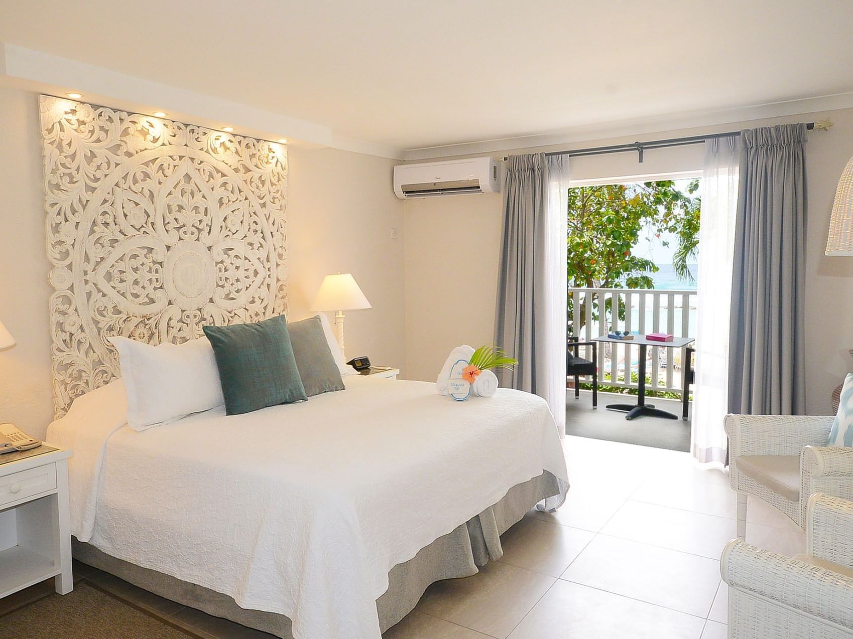 King bed & sea view in Oceanfront Room at Sugar Bay Barbados