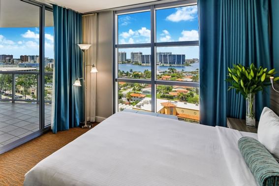 Large bed in Two-Bedroom Bayfront Suite at Marenas Resort Miami