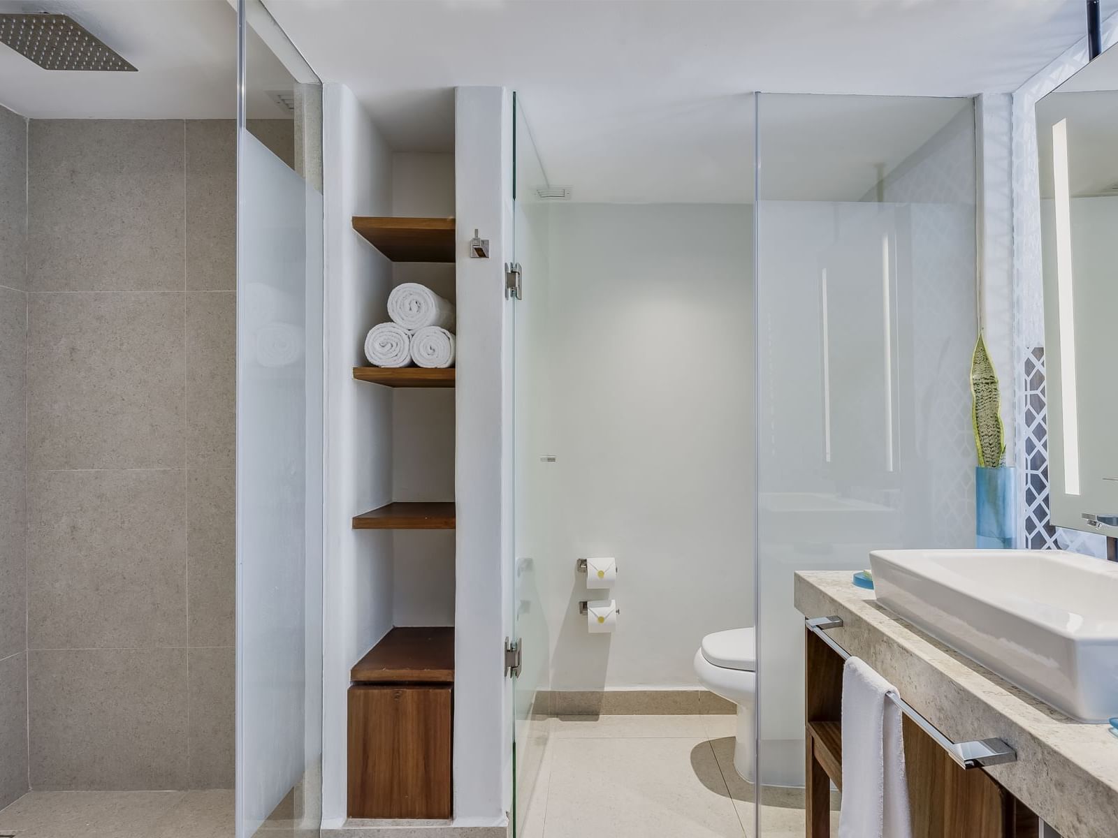 Wash basin & lavatory in Premium ocean view suite, La Colección