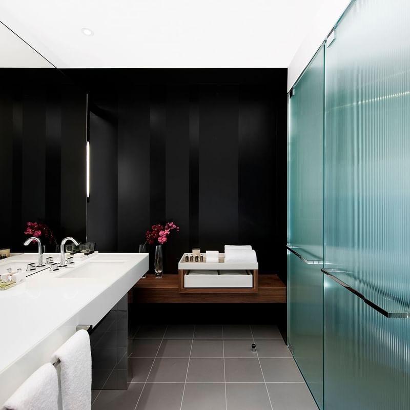 Interior of a bathroom in Luxe King room at Crown Melbourne