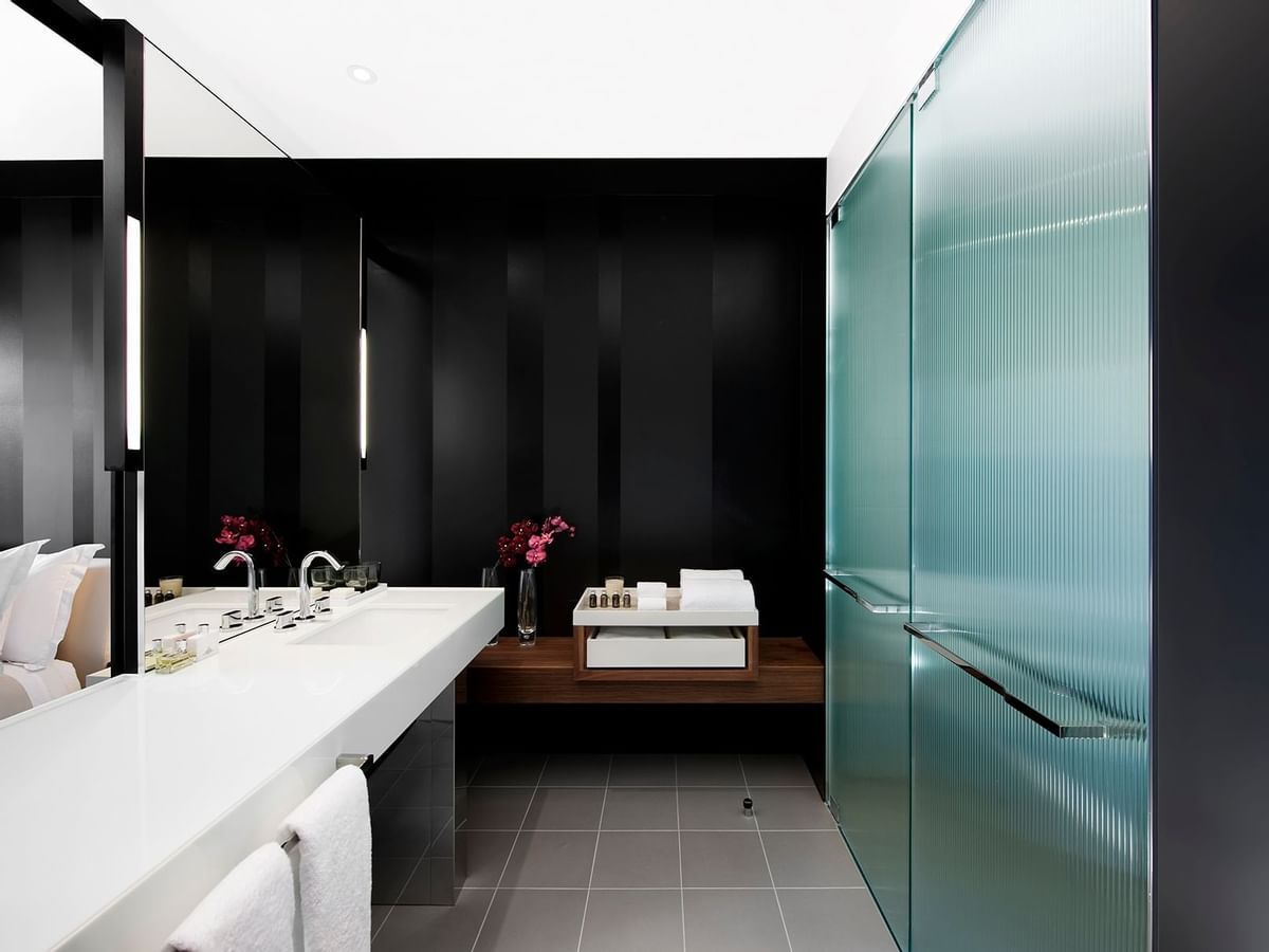 Interior of a bathroom in Luxe King room at Crown Melbourne