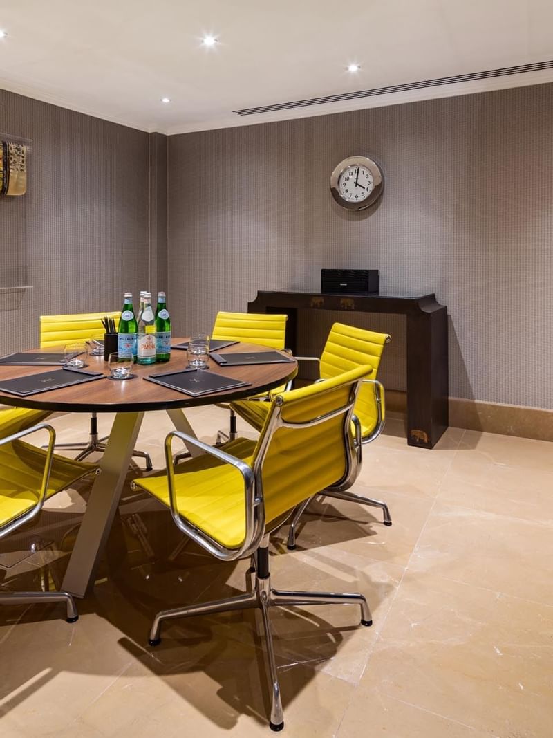 A Table Setup in a meeting room at The May Fair Hotel London