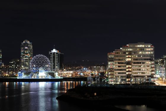 Night View of Vancouver near Granville Island Hotel