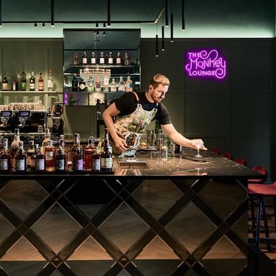 Barmen working in The Monkey Bar, Falkensteiner Hotel Prague