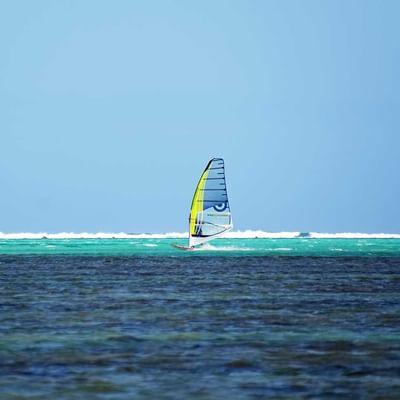 Windsurfing board on the sea near Falkensteiner Hotels