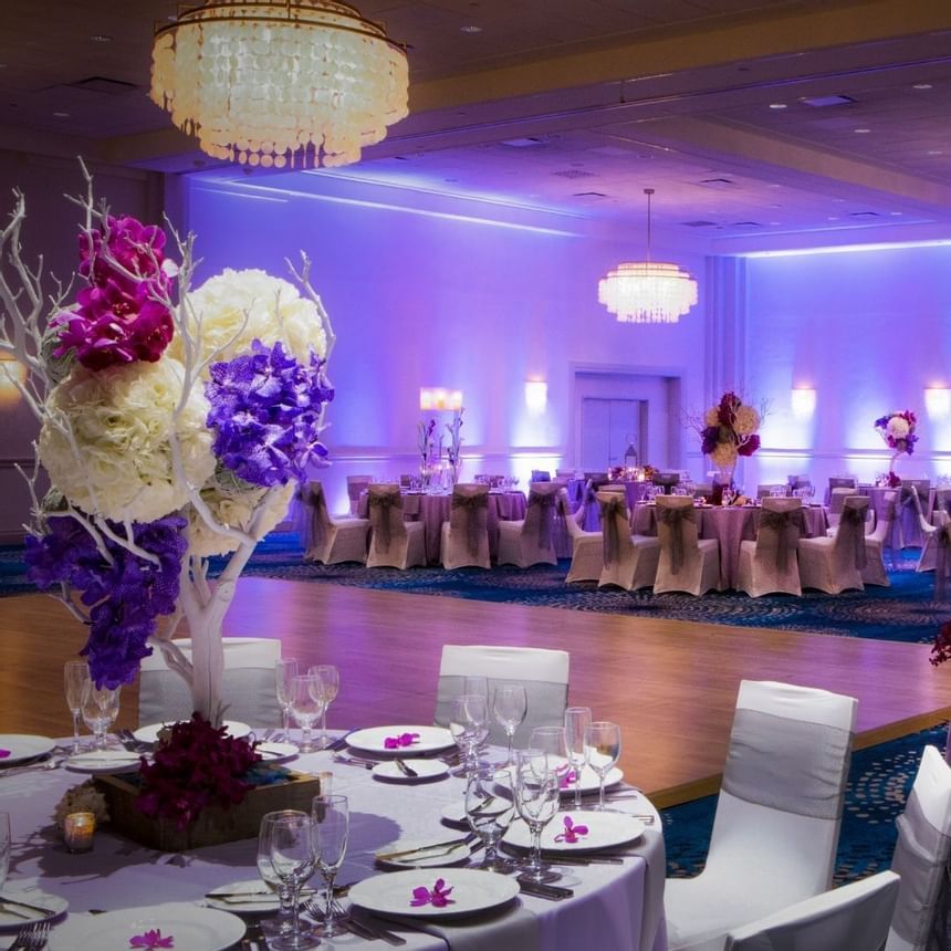 Ballroom with purple lighting
