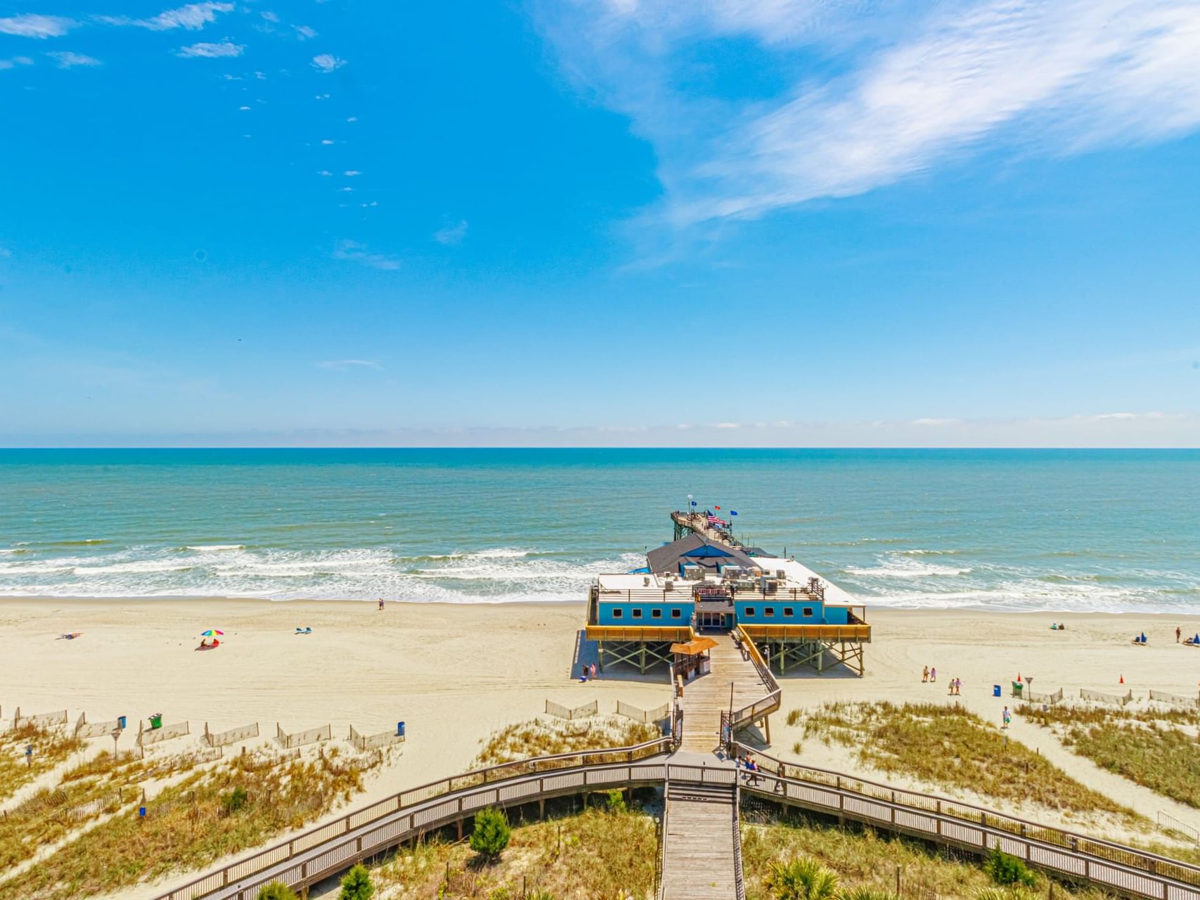 Scenic view of a pier and beach near The Yachtsman Resort