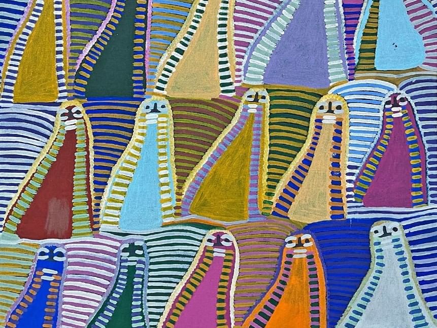 Painted art of Angelina Ngale in Mitchell Fine Art near Sofitel Brisbane Central