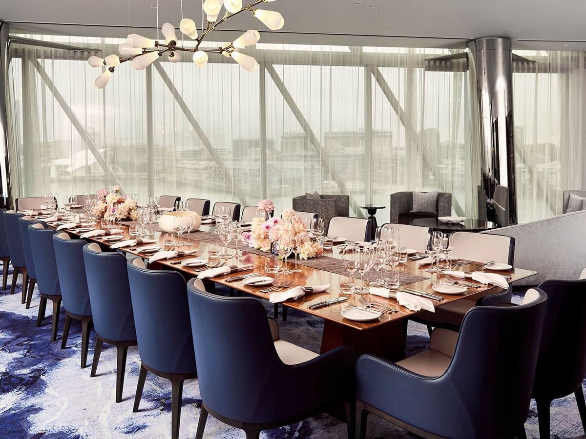A table setup in Opal Suite event room at Crown Towers Sydney