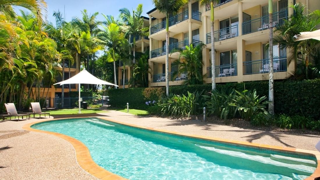 Billabong Pool facing the building at Mercure Gold Coast Resort