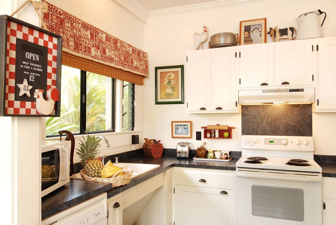 Kitchen in a cottage at Waimea Plantation Cottages