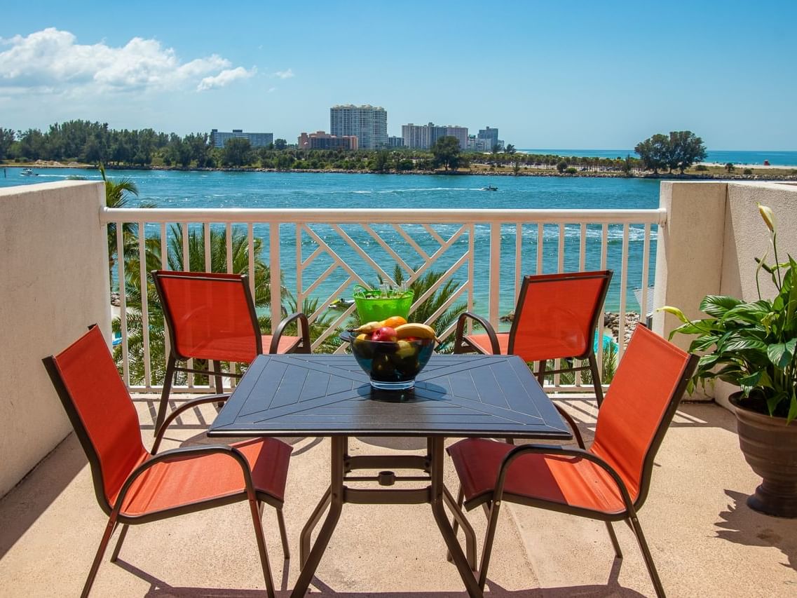 Balcony of Sand Key Terrace at Shephard's Beach Resort