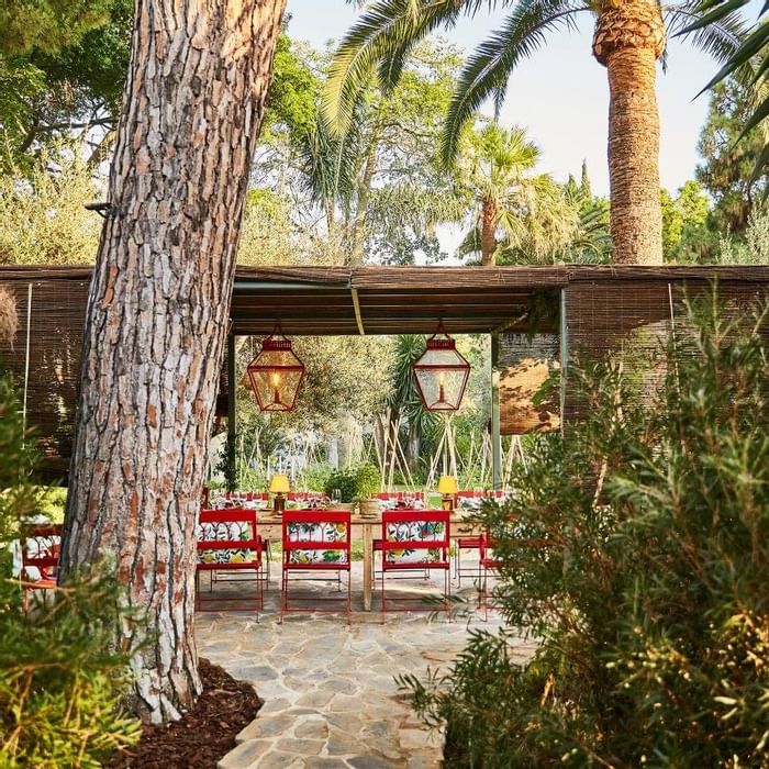 Dining area in the Tomato Garden at Marbella Club