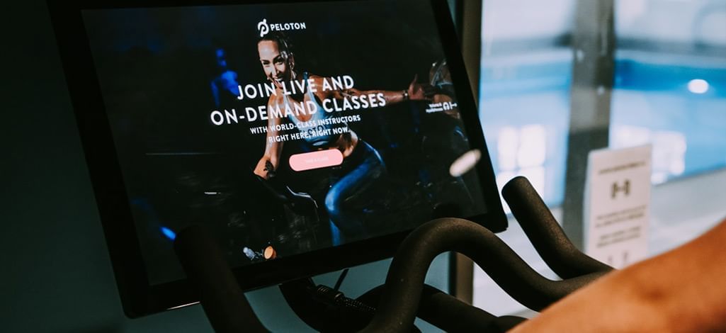 riding a bike in a fitness center