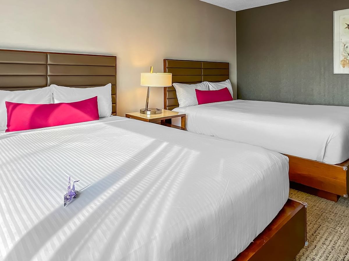 Hotel bedroom with two queen beds