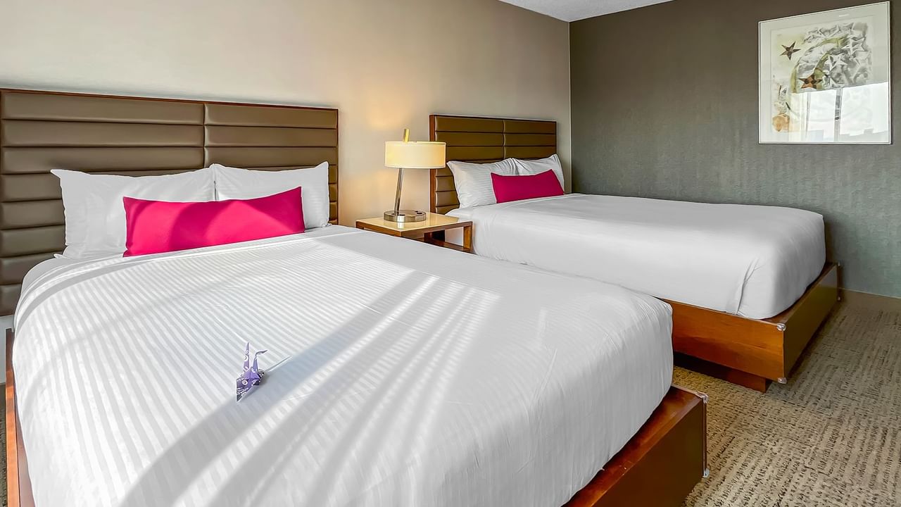 Hotel bedroom with two queen beds
