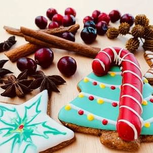 Christmas tree & snowflake frosted cookie at Ajman Hotel