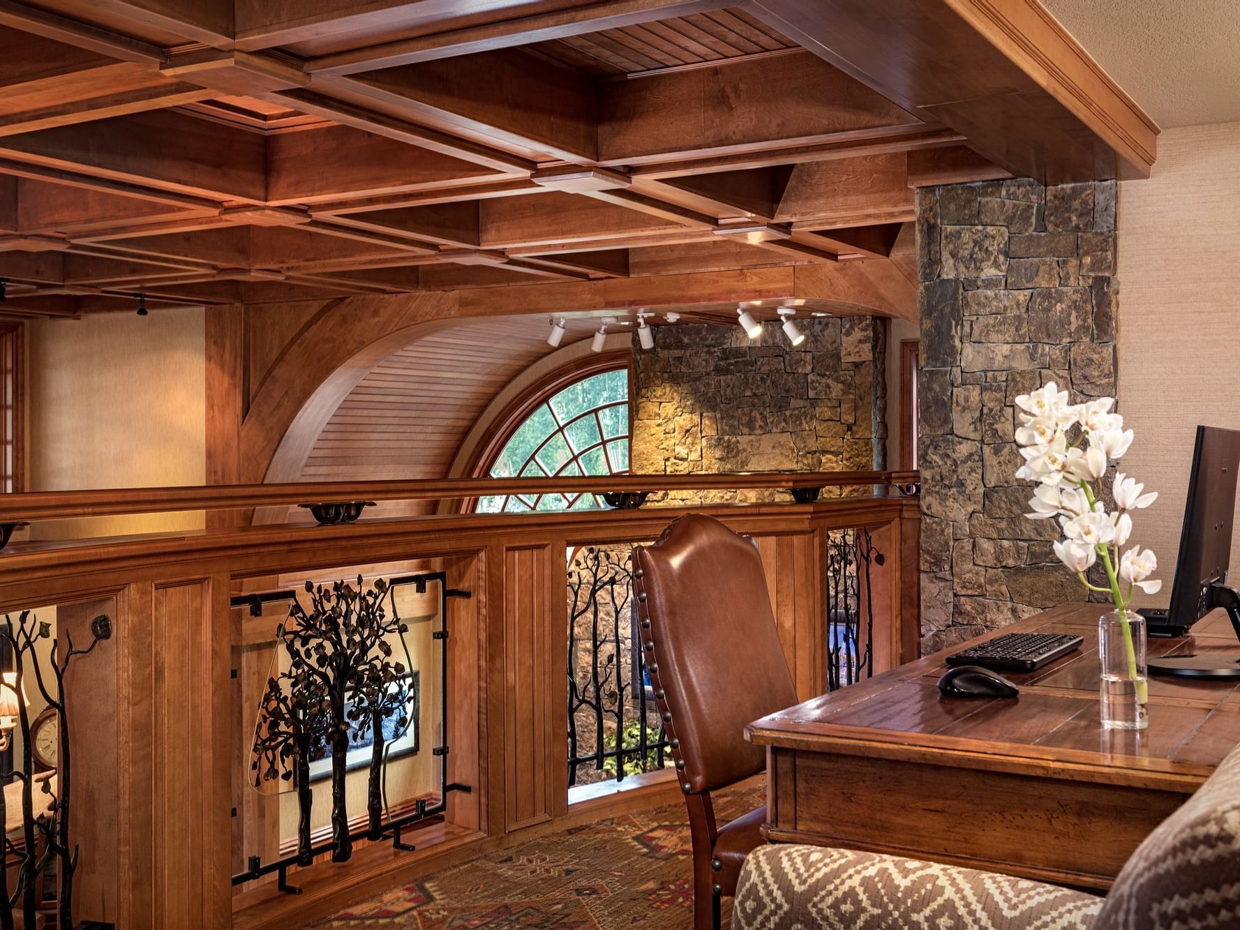 Business center overlooking the lobby