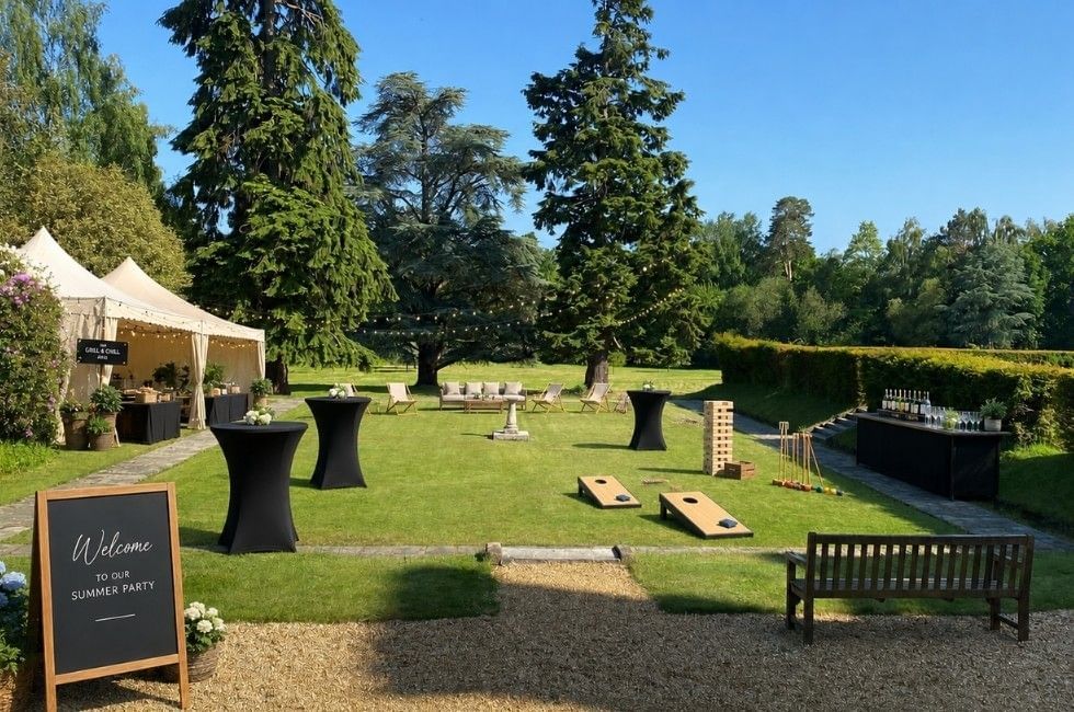 corporate summer party venue in berkshire on sundial lawns of easthampstead park