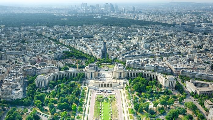 Distance view of the city of Paris & greenery near Oceania Hotels