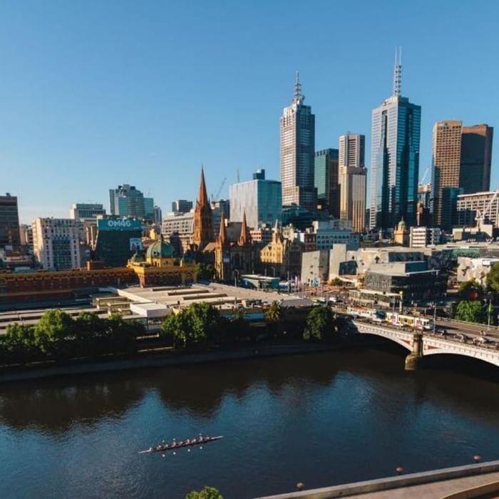 Melbourne hotel accommodation with city views Federation Square and Yarra River