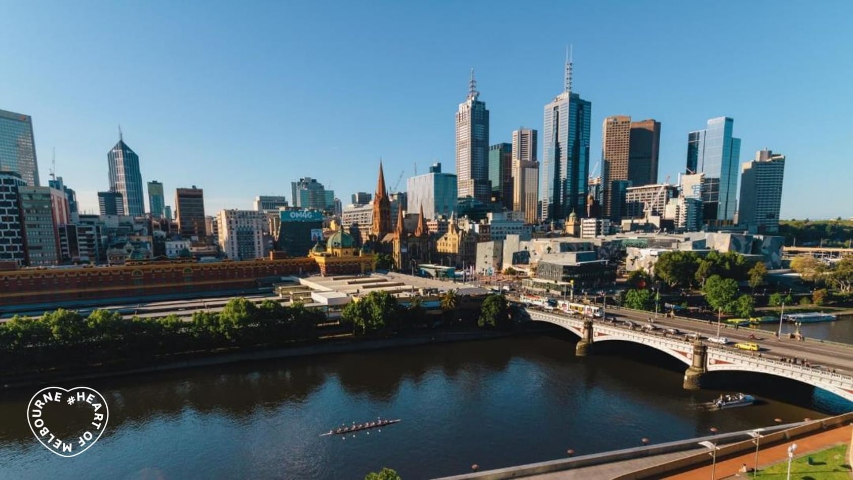 Melbourne hotel accommodation with city views Federation Square and Yarra River